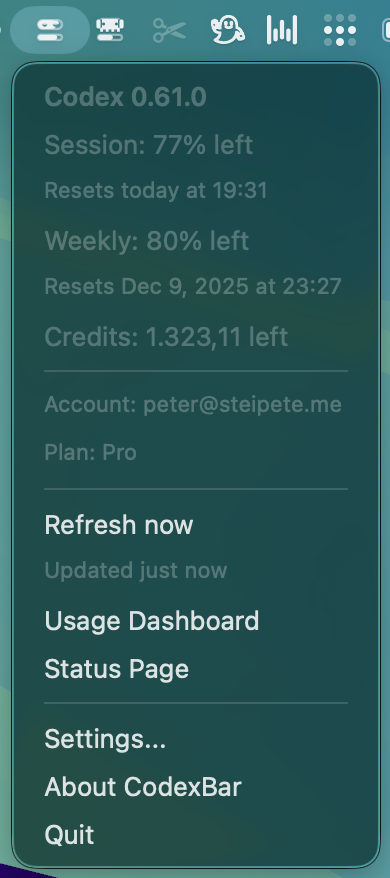 codexbar menu status
