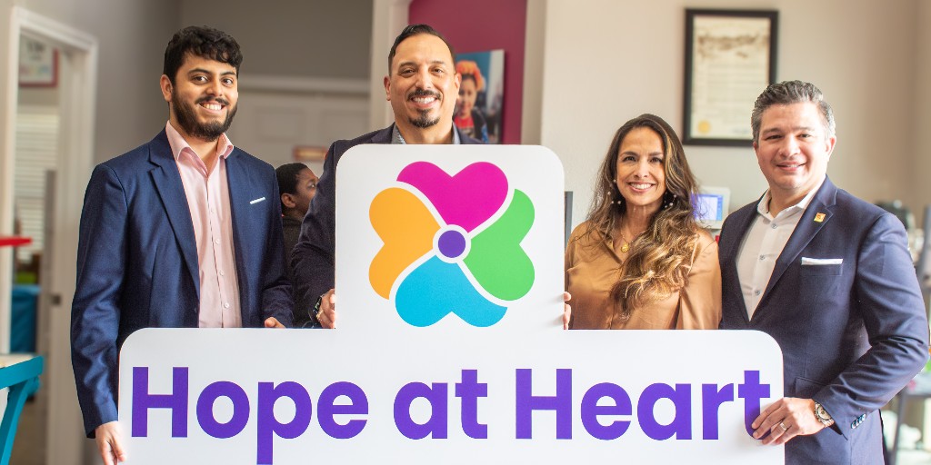 WeTalkStrategy's tweet photo. Proud to support the Hope at Heart Foundation as they continue uplifting families facing childhood cancer. 💛

Our team was grateful to partner on their recent rebrand.
Congrats to Jason Massiatte and the entire team on the ribbon-cutting milestone. https://t.co/zanseNrXmO