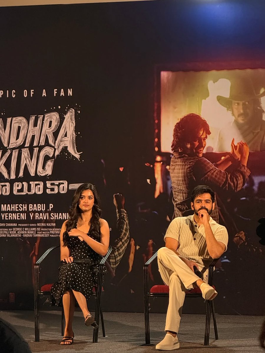 Our <a href="/ramsayz/">RAm POthineni</a> and #BhagyashriBorse had a fun chat today with #AndhraKingTaluka fans today! ❤️‍🔥🥳💗