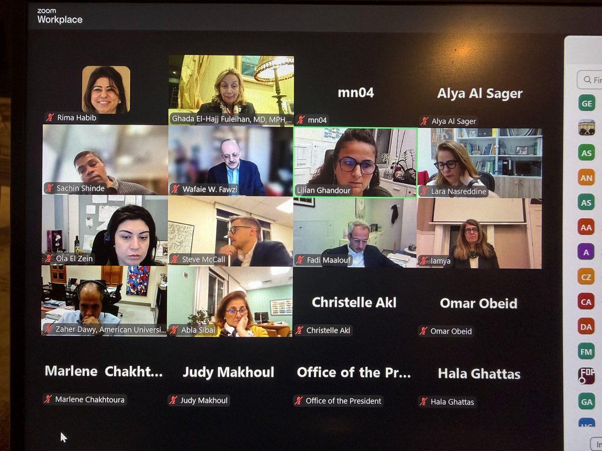 GhadaElHajj2's tweet photo. MENARAT teams in full swing. Faculty members from 4 collaborative teams from AUB and HSPH leading scoping/ systematic reviews presented  just now ! Overarching topic of interest is adolescent health in Arab countries, with a focus on Cardio- metabolic risk factors, nutrition, mental health and early child development. @AUB_FM @FHS_AUB @HarvardChanSPH  @AUBAlumni @AUBMC_Official @AUB 
@AUB_FAFS @abla_sibai @Marlene__ch