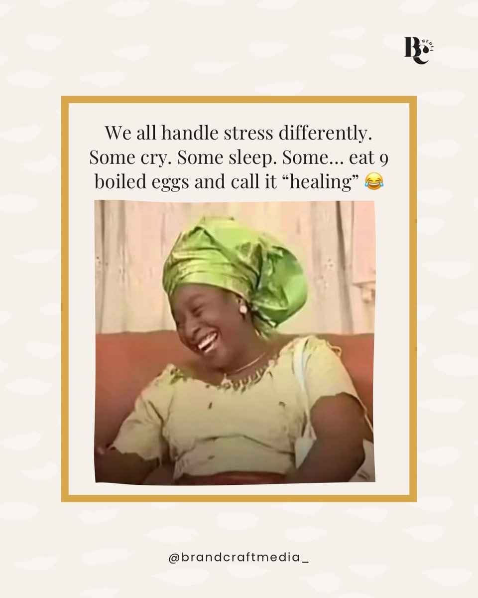 brandcraft_m's tweet image. We all handle stress differently.
Some cry. Some sleep.
Some… eat 9 boiled eggs and call it “healing.” 😀
What’s the funniest thing you’ve done to cope? No judgment, just vibes.

#BrandCraftMoments #RelatableContent #CreativeHumor