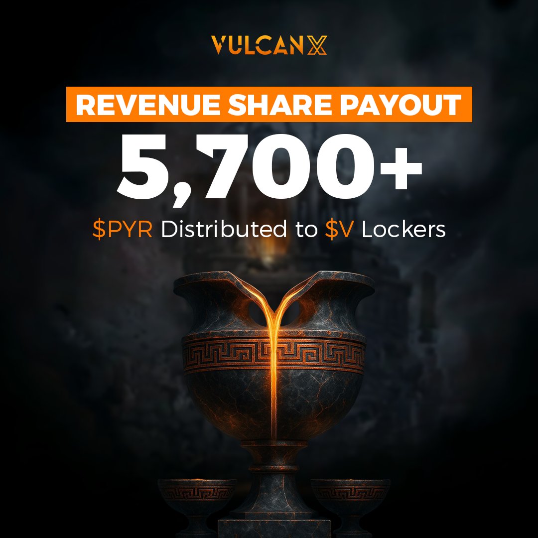 New week, new revenue-share payout!

Another 5,700 $PYR have been bought back and distributed to $V holders.

The payouts keep rolling.

The CEX is real. The flywheel is real.

And the hype? DEFINITELY REAL!