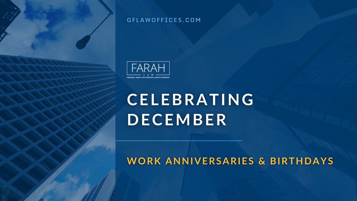 FarahLawTX's tweet image. There’s a lot to celebrate at Farah Law this December!

A big congratulations to all of our team members with a birthday or #WorkAnniversary this month. Thank you for your hard work, your commitment to our clients, and everything you bring to our team. 🧡  | #FarahLaw