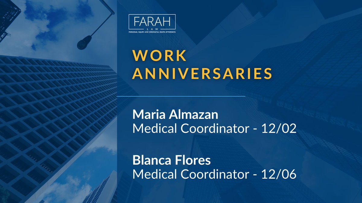 FarahLawTX's tweet image. There’s a lot to celebrate at Farah Law this December!

A big congratulations to all of our team members with a birthday or #WorkAnniversary this month. Thank you for your hard work, your commitment to our clients, and everything you bring to our team. 🧡  | #FarahLaw