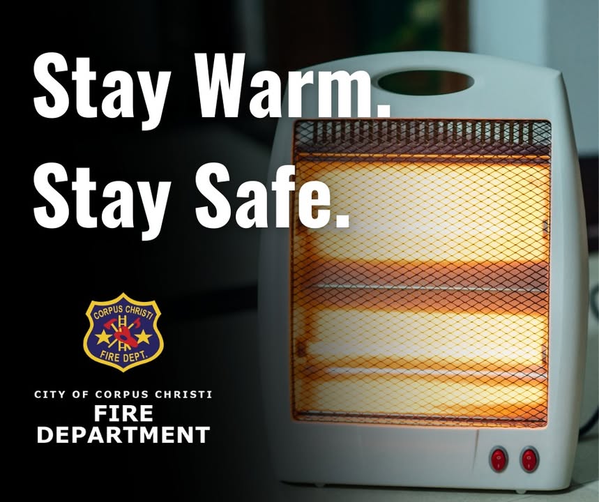cityofcc's tweet image. The @CorpusChristiFD advises residents to heat their homes safely as temperatures drop. Review the best practices for staying safe while keeping warm this winter at cctx.info/3Y8O7ey. #CorpusChristi #CCFD #Winter #FireSafety