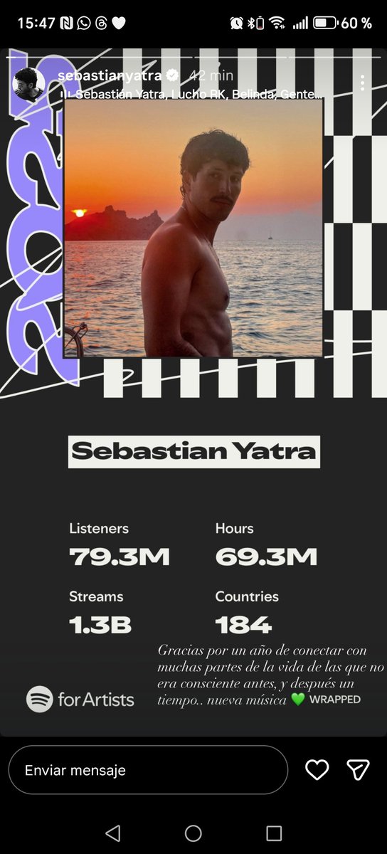 Si hay en el mundo 195 países reconocidos y a ti se te escucha en 184 de ellos se podría decir que eres un artista mundialmente conocido, enhorabuena <a href="/SebastianYatra/">Sebastian Yatra</a> , seguro que los 11 paises restantes tienen problemas con la cobertura porque seguro que también te escucharían😘