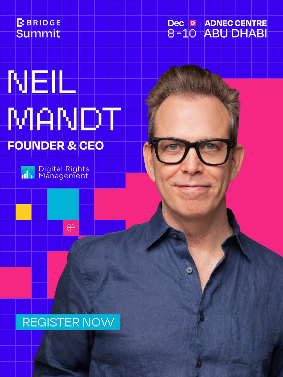 WMediaBridge's tweet photo. Neil Mandt is a five-time Emmy Award-winning producer, director, and entrepreneur pioneering the future of digital property rights. With decades of experience across film, television, AR, and VR, he has been a leading force in defining how real-world real estate extends into digital space.

As the Founder of Digital Rights Management (DRM), the first platform that enables property owners to register, protect, and monetize their digital airspace - Neil bridges Hollywood creativity with proptech innovation. His unique cross-industry expertise positions him as one of the most influential voices shaping the digital rights landscape.

Meet @NeilMandt at BRIDGE Summit.
📍 Abu Dhabi National Exhibition Centre (ADNEC Centre)
🗓 December 8–10, 2025

Register now: https://t.co/PAHq9jIDaN

#WorldMediaBRIDGE
#BRIDGESummit