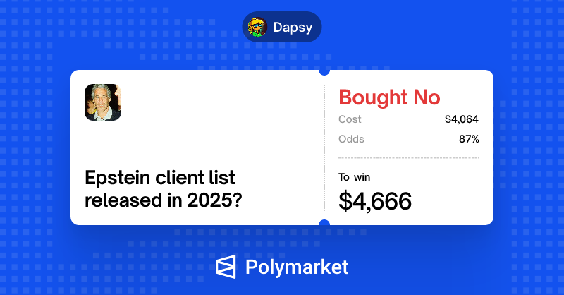 The Epstein client list market was an interesting one.

Saw it as soon as it went up and managed to build a decent position around 87c after doing a bit of research, which indicated that by all accounts the infamous "client list" doesn't actually exist! 

The FBI reviewed the