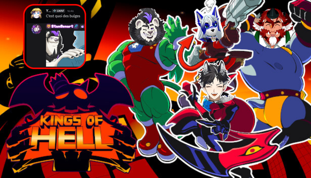 Et c'est parti pour la découverte de King of Hell ! 

L'incroyable BeatThemAll ( inspiré de Power Stone )  avec sa DA inimitable ( très très LGBTQUIA+ ) fait par <a href="/StrawberryOctii/">StrawberryOctii: Play Kings of Hell On Steam Now!</a> .

On y voit un fan service masculin que l'on trouve nul part ailleurs avec beaucoup de comédie ! 🏳️‍🌈