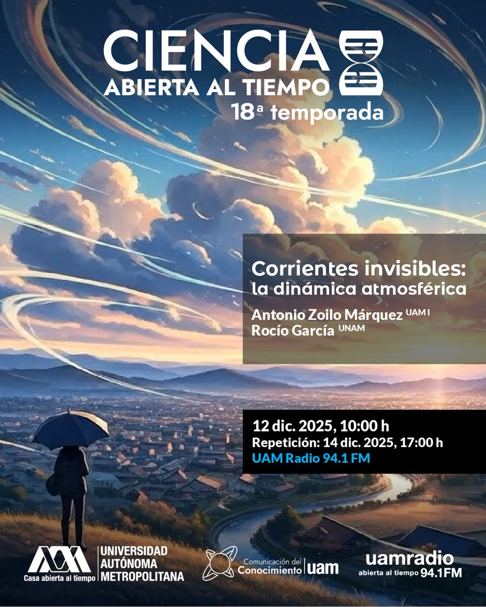 🌐 Te invitamos a sintonizarnos este viernes en #CienciaAbiertaAlTiempo.
🗓 12 dic. 2025
🕙 10:00 h
📻 UAM Radio 94.1
🖥 tinyurl.com/CAT941FM
#UAM #ConocimientoUAM #Radio
<a href="/UAM_Lerma/">UAM-Lerma</a> <a href="/UAMAzcOficial/">UAM Azcapotzalco</a> <a href="/UAM_Iztapalapa/">UAM Iztapalapa</a> <a href="/uamxoficial/">UAM Xochimilco</a> <a href="/uamcuajimalpa/">UAM Cuajimalpa</a> <a href="/lauammx/">UAM</a> <a href="/uamradiofm/">UAM Radio 94.1 FM</a>