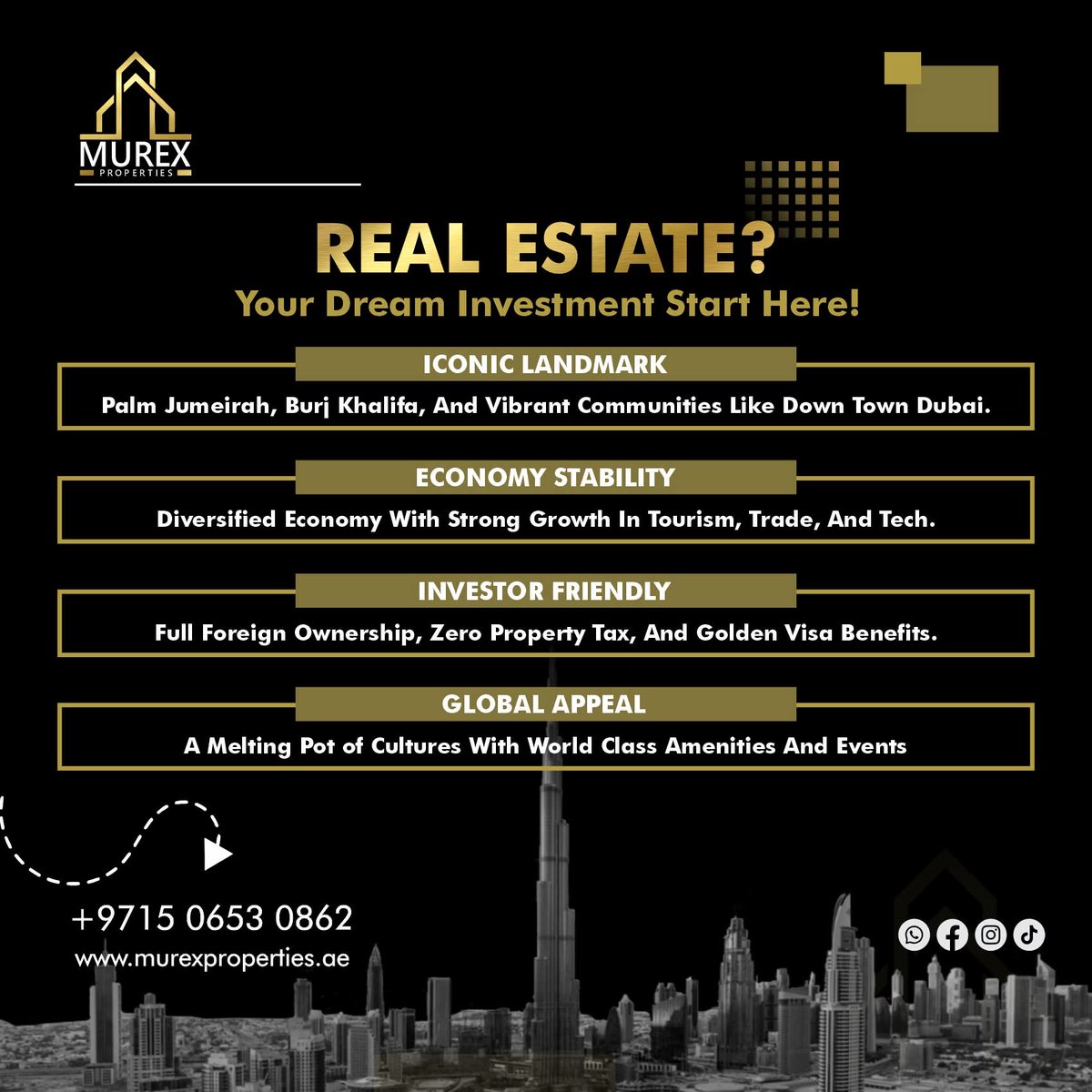 MurexProperties's tweet photo. Our team is here to guide you at every step—from selecting the right property to completing your purchase smoothly and confidently.

We look forward to helping you make a smart, secure, and successful investment in Dubai’s future—and in 
your own.

#MurexProperties #Dubai https://t.co/7vP3eyqvL1