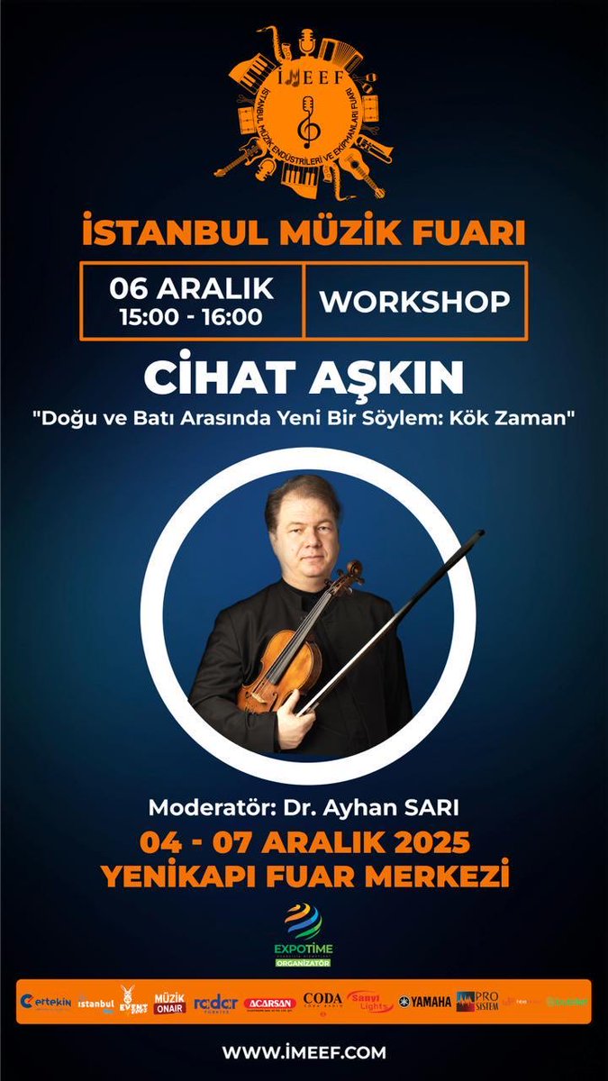 🌿İSTANBUL MÜZİK FUARI
6.12.2025

6 Aralık’ta İstanbul Müzik Fuarı’nda, değerli dostum Dr. Ayhan Sarı’nın moderatörlüğünde “Doğu ve Batı Arasında Yeni Bir Söylem: Kök Zaman” başlıklı bir söyleşi gerçekleştireceğim.

Müzik endüstrileri alanında Türkiye’de bir ilki temsil eden bu