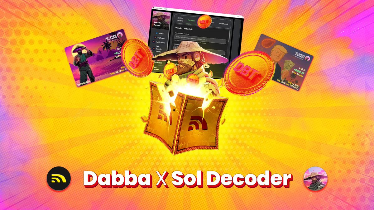 DabbaNetwork's tweet image. Proud to welcome @SOL_Decoder as Loot Box Partners

Valhalla Bot Subscriptions are officially in the Loot Boxes, your early gateway to $DBT before we go live on @livebonk. 

Check the thread to get in now 👇