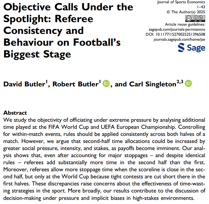 Robbiembutler's tweet photo. Do football referees behave differently within the same game? https://t.co/XPhkW8ytTd
