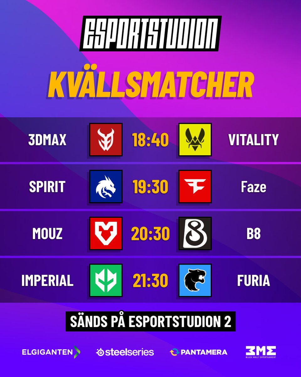 esportstudion's tweet image. KVÄLLSMYS MED SLOP3! 🔥

Nu äter vi lite middag sen laddar vi för fyra glödheta kvällsmatcher med slop3 bakom mikrofonen.

Matcherna sänds i Esportstudion2, så vi ses där kamrater!