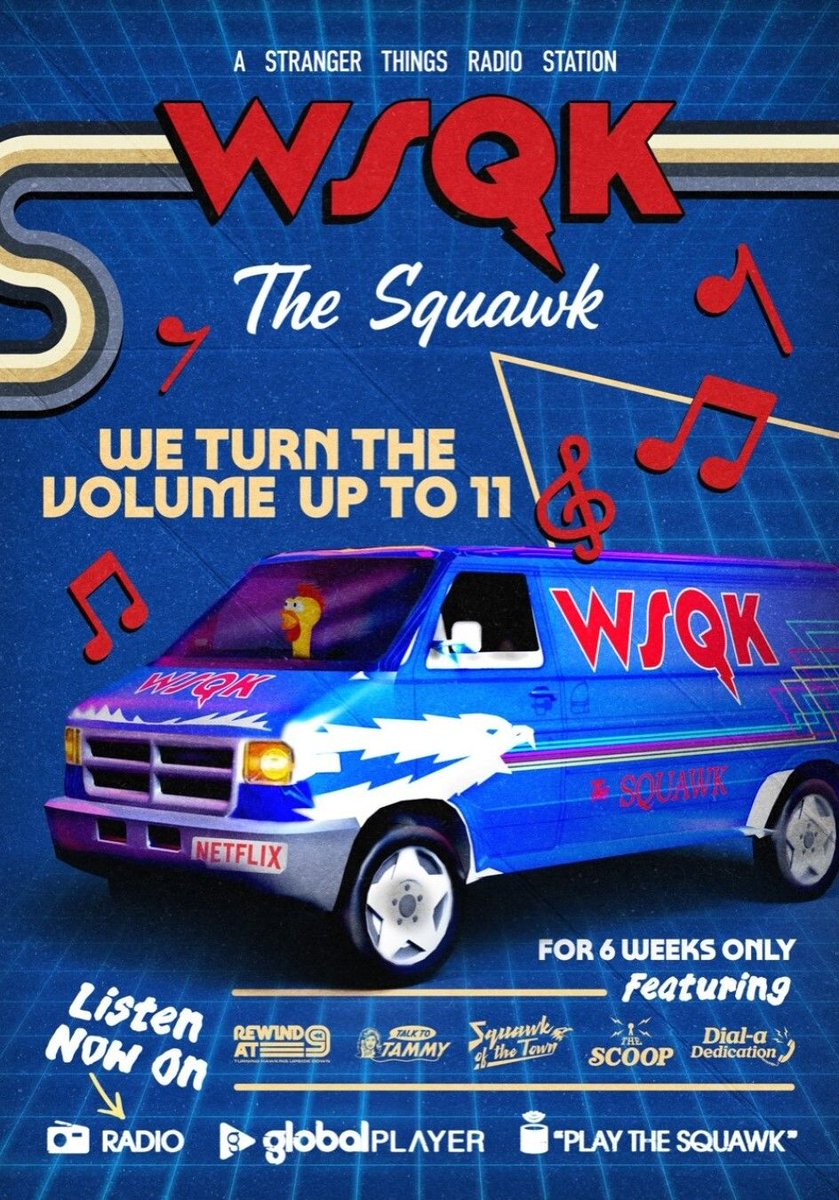 RCS_Works's tweet photo. Global Radio launched its new station, WSQK The Squawk, built on Zetta automation. Just in time for the final Stranger Things, listen to all the 80s hits to transport you right into Hawkins! 📻
#Zetta #GlobalRadio #StrangerThings #TheSquawk https://t.co/p0Tzxn8V4U