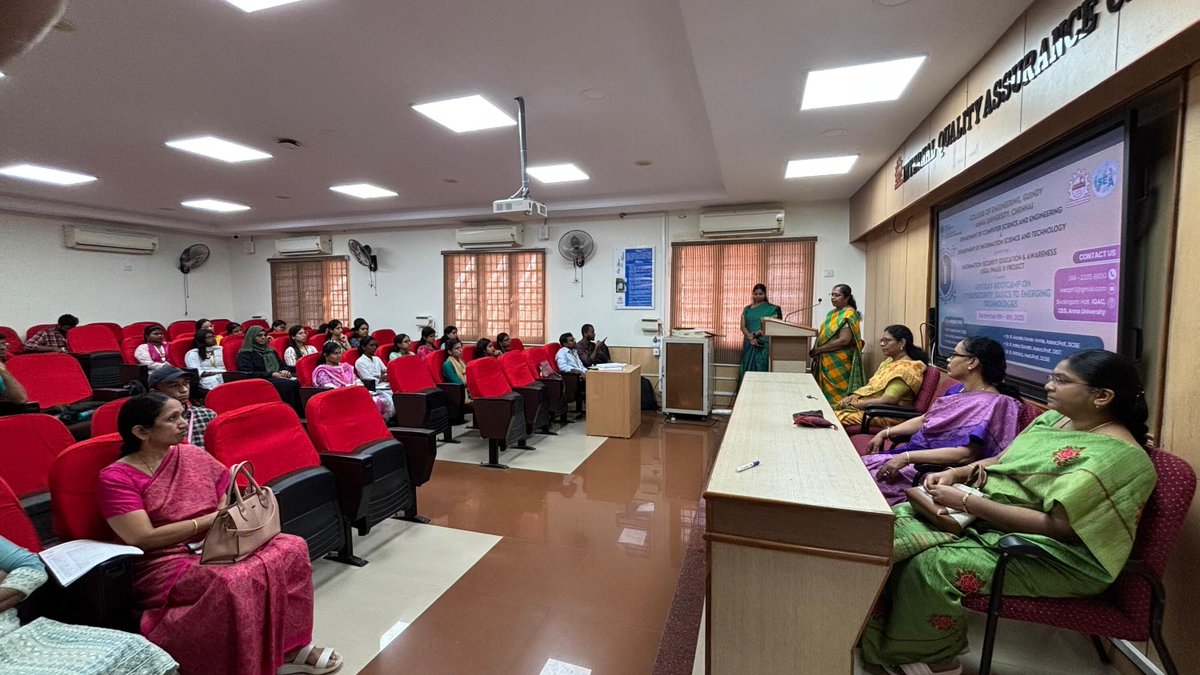 InfoSecAwa's tweet image. The 5-Day Bootcamp on “Cybersecurity: Basics to Emerging Technologies” is underway at Anna University, Chennai.

#Cybersecurity #Bootcamp #AnnaUniversity #TechEducation #SkillDevelopment #EmergingTech #CyberAwareness #Learning #TrainingProgram #DigitalSafety