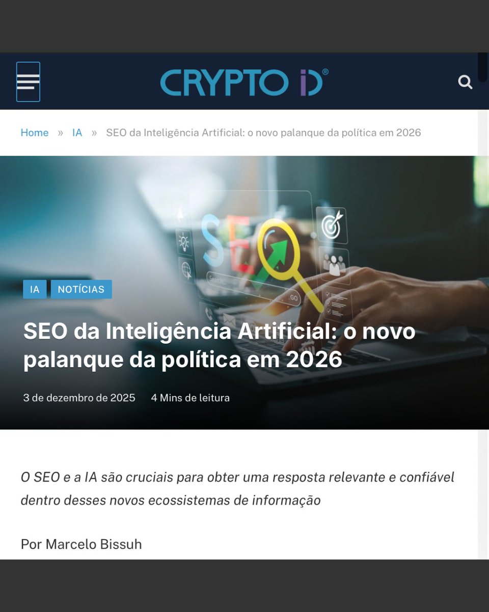 Bissuh's tweet image. Essa semana saímos em mais três portais de notícias: Crypto ID, Hoje em Dia e Economia SP.

Um dos maiores indicativos que estamos de fato construindo a IA mais especializada em política do mundo, é que dia após dia, vamos apresentando resultados consistentes e sendo reconhecidos…