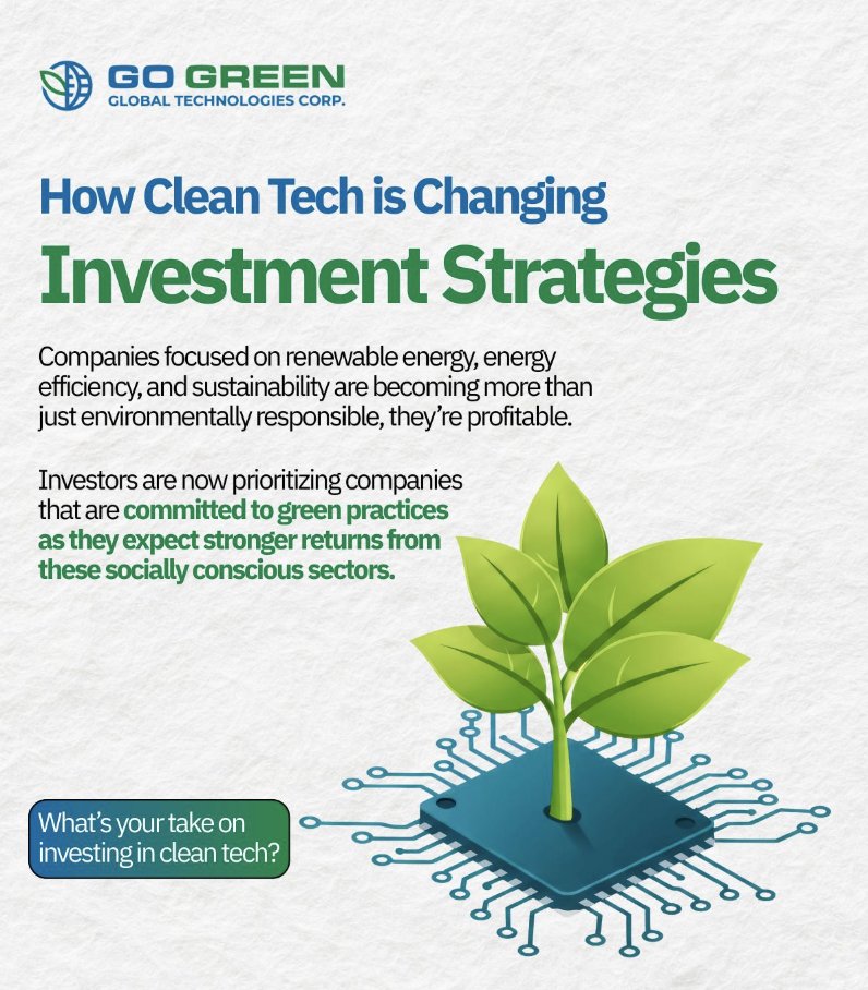 "Clean tech isn’t just good for the planet—it’s smart business. 🌍💡 Investors are flocking to renewable energy, efficiency &amp; sustainability for strong returns AND impact. Leaders like Xylem $XYL, Go Green Global $GOGR, Pentair $PNR &amp; Gradiant show where the industry is headed.