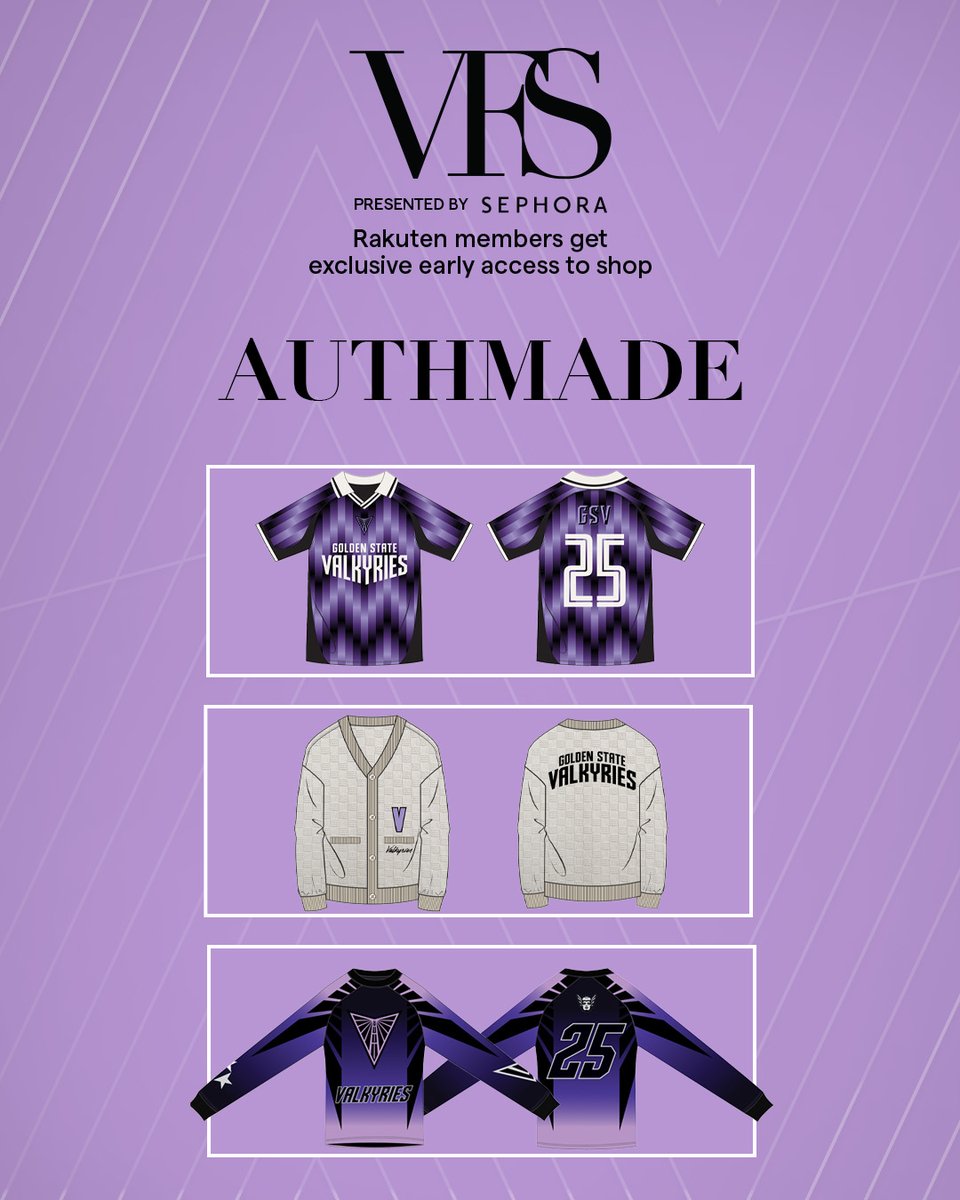 valkyries's tweet photo. The first wave of our Fashion Show collection features @authmadestadium and Retired from Society — two designers who helped define the creative voice of our inaugural season.

Drop one arrives in-store on 12/6, with @Rakuten members getting exclusive early access from 10 AM – 2 PM. Shop the collection before anyone else, unlock exclusive gifts, and experience the drop with us.

Doors open to the public at 2PM: https://t.co/8EbrUIKsvS

@Sephora | Valkyries Fashion Show