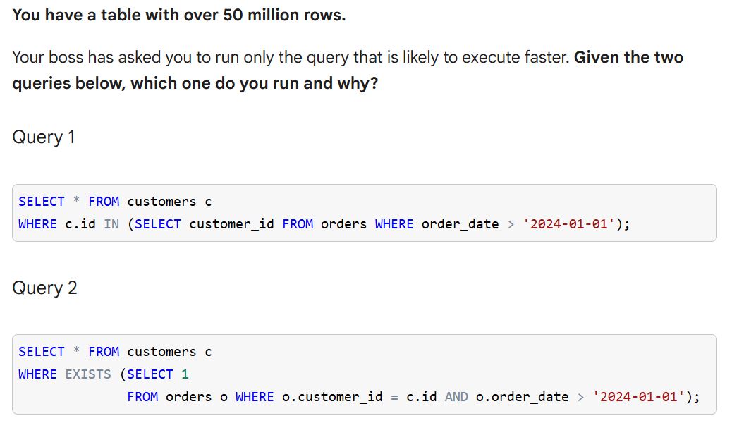 RealBenjizo's tweet image. SQL Question:

Query Optimization

Which query are you running and why?

Read below. 👇