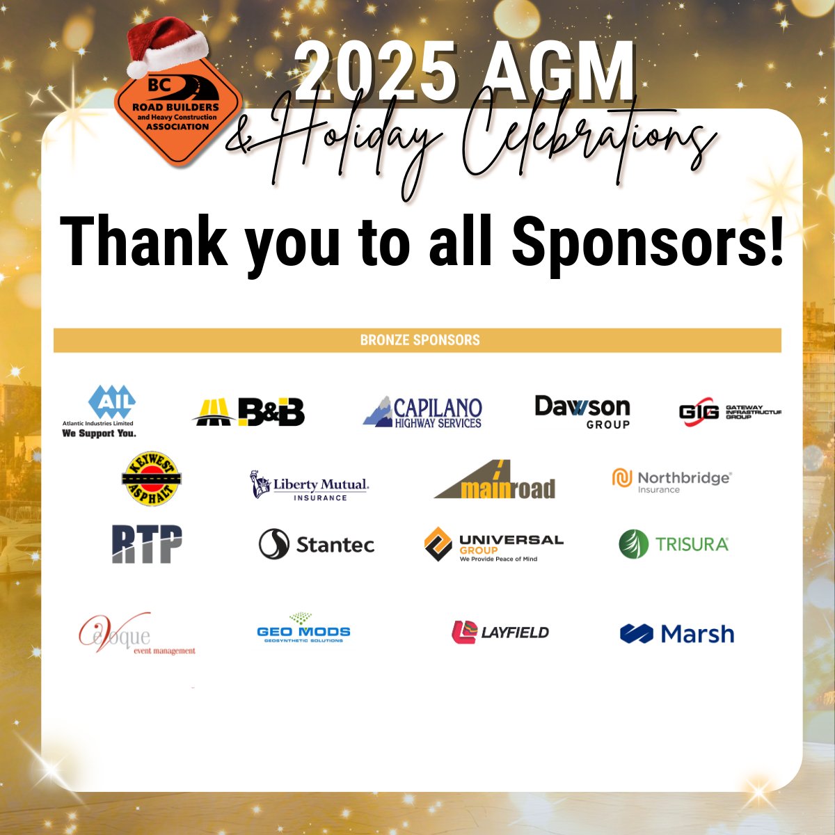 Thank you to our incredible AGM sponsors for supporting this year’s event. Your involvement helps us deliver a meaningful gathering for members and plays an important role in building a stronger industry across BC.