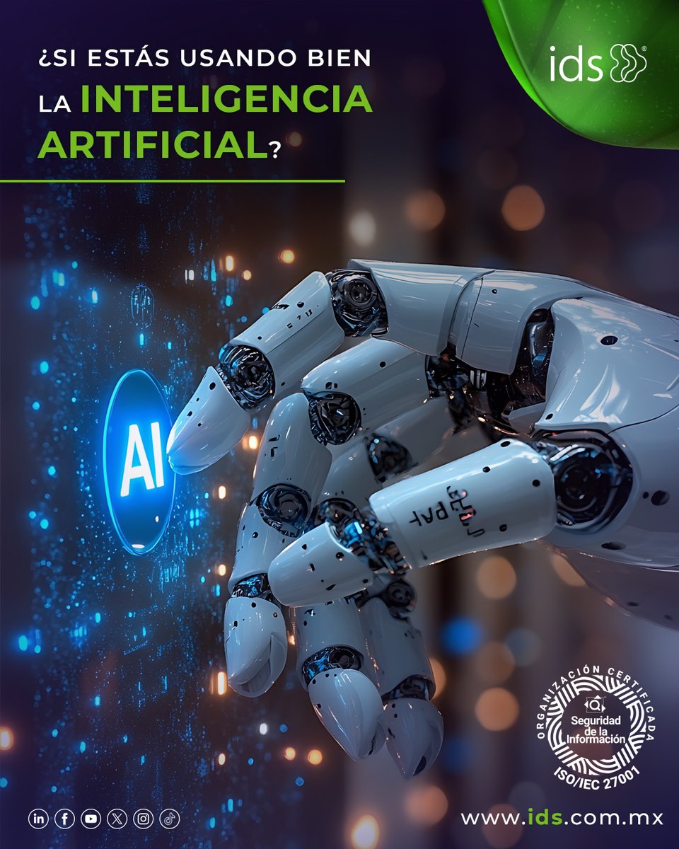 💡#IA – Una gran aliada . . . si la usas con cabeza.

Las herramientas de #InteligenciArtificial pueden hacerte la vida más fácil, pero el uso incorrecto puede filtrar datos confidenciales ⚠️

Una consulta mal hecha puede significar una fuga de datos🌐

#Ciberseguridad #Tech