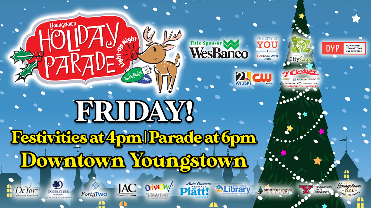 Get ready for an unforgettable night of festivities at the Youngstown Holiday Parade, Christmas Tree Lighting, and Flea on Phelps! This year, 21 News personalities <a href="/AndrewWFMJ/">Andrew DiPaolo</a>  and <a href="/SydneyWFMJ/">Sydney Canty</a> will be your parade hosts. Bring the kids for a FREE photo with Santa 🎅 at <a href="/OHWOWKids/">OH WOW! Science Center</a>
