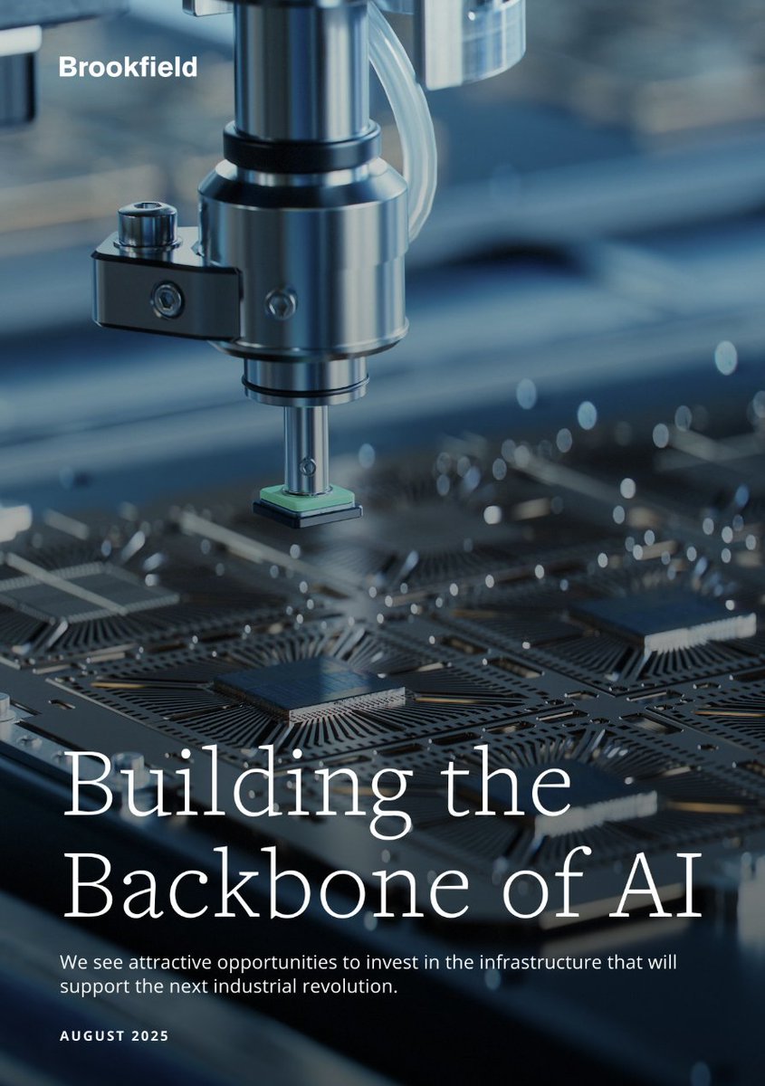 ثورة الذكاء الاصطناعي ليست "كوداً" برمجياً.. بل هي أضخم ورشة بناء في التاريخ
-
بينما ينشغل العالم بمتابعة قدرات النماذج اللغوية وسرعة الإجابة، 
ألقت Brookfield (عملاق إدارة الأصول) قنبلة من العيار الثقيل في تقريرها الأخير. 

الرسالة مختصرة وواضحة: 
"انسوا البرمجيات للحظة.. الثورة