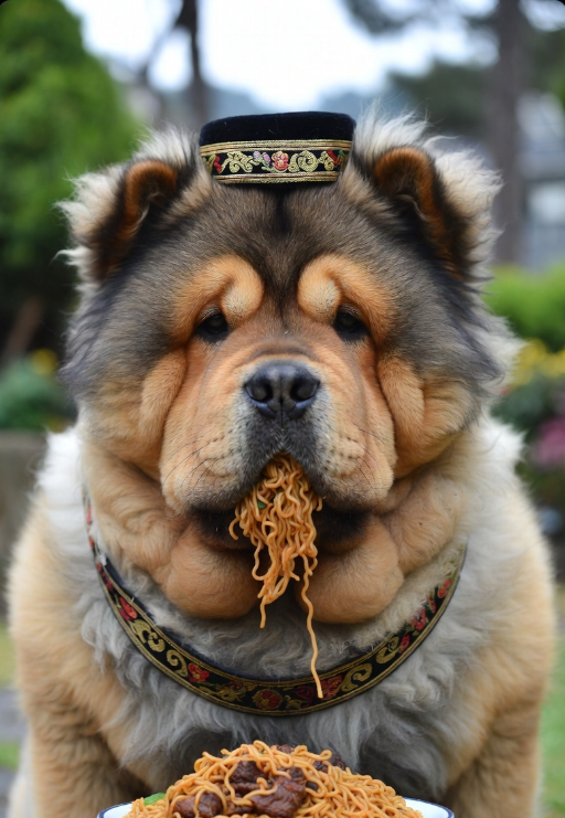 Chow chowing on Chow mein
