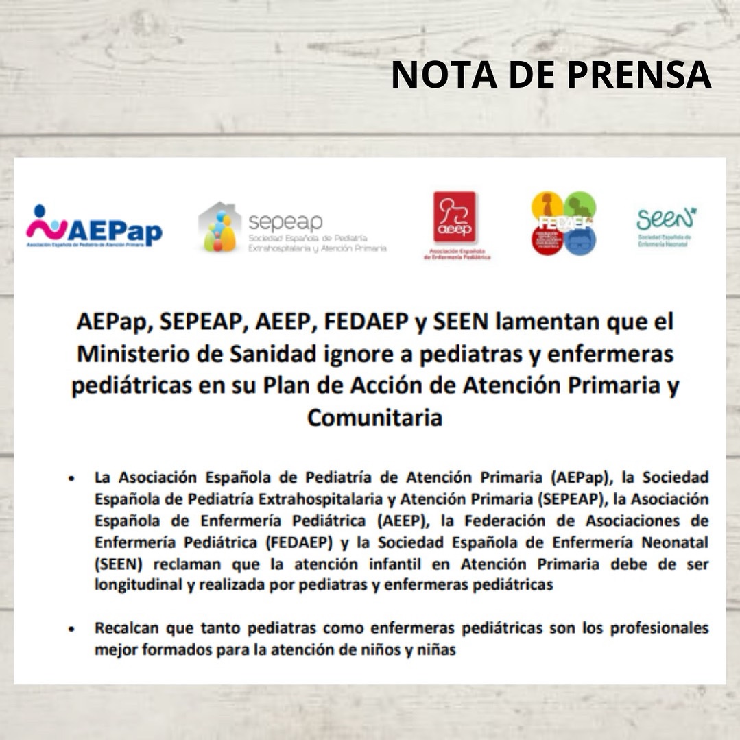 aepap's tweet image. 📰 El Ministerio de Sanidad @sanidadgob ignora a pediatras y enfermeras pediátricas en su Plan de Acción de Atención Primaria y Comunitaria.
Lamentamos este hecho, pues somos los profesionales mejor formados para atender a #infancia y #adolescencia
goo.su/cYEO