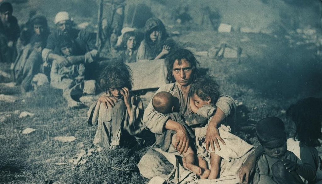 Dersim soykırımında ölmeyi bekleyen aileler, 1938.