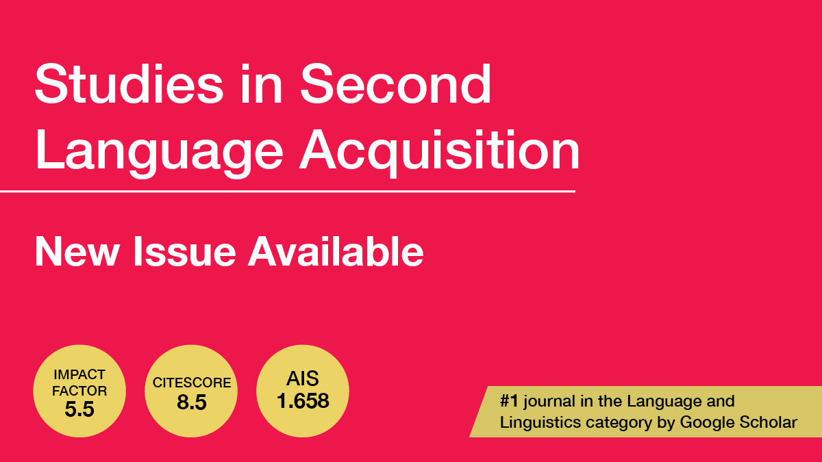 CambUP_LangLing's tweet image. Read the latest issue of Studies in Second Language Acquisition: 
📚 cup.org/43Es0jB

#linguistics