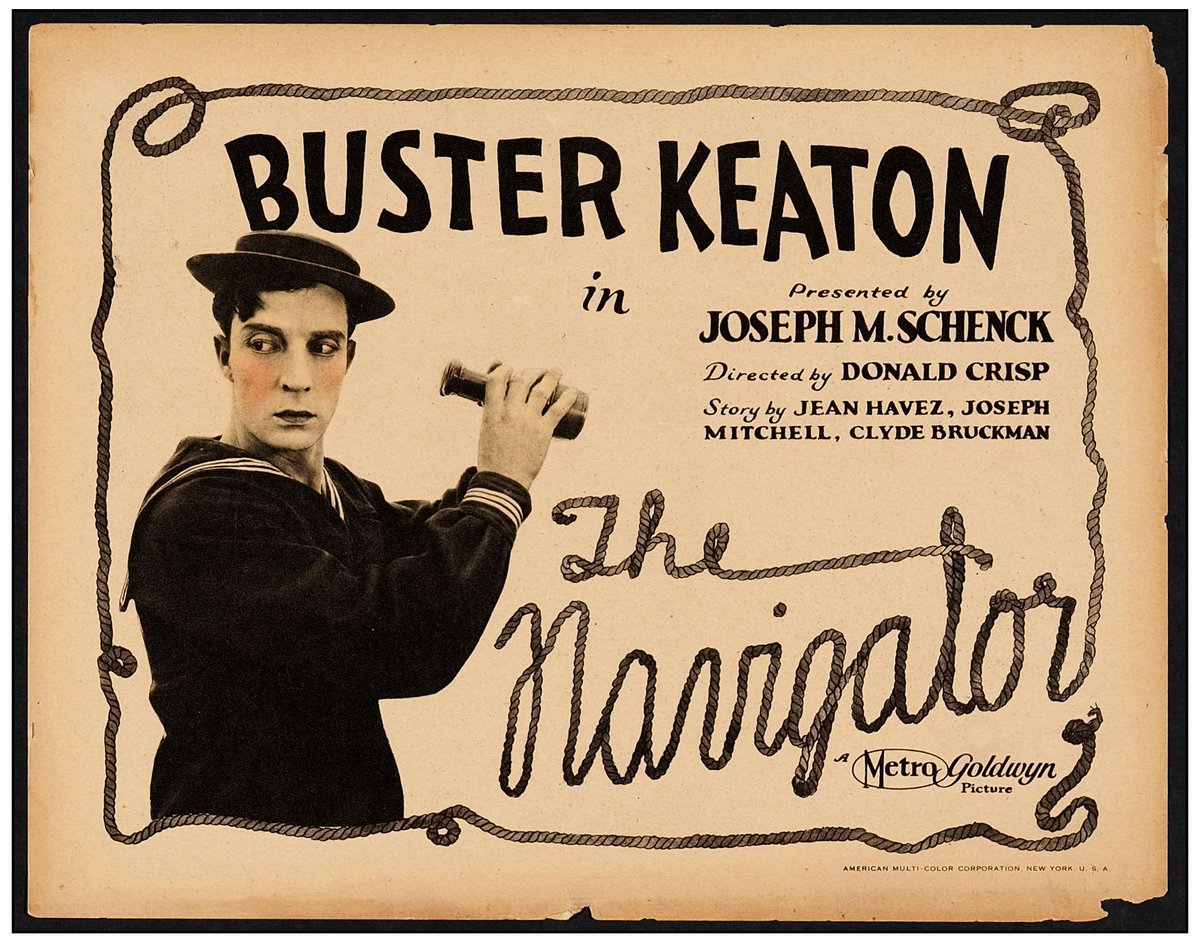 Throwback Thursday - A lobby card for Buster Keaton's 1924 film "The Navigator." 

#oldhollywood #busterkeaton #silentfilm #damfino