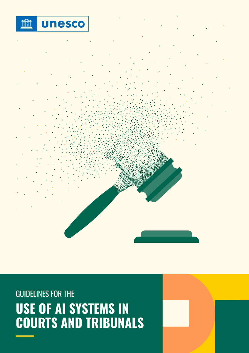 .<a href="/UNESCO/">UNESCO 🏛️ #Education #Sciences #Culture 🇺🇳</a> has released the first global Guidelines for the Use of #AI Systems in Courts and Tribunals.

The Guidelines outline 15 universal principles to ensure AI strengthens access to justice, transparency and human rights.

🔗 unesdoc.unesco.org/ark:/48223/pf0…
