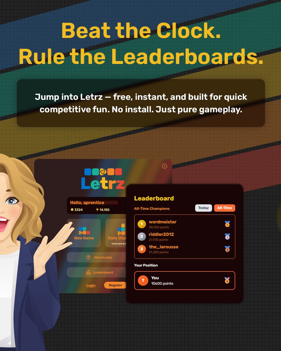 GetJar's tweet image. 🚀 New on GetJar: Letrz
The fast, strategic word-puzzle rush built for players who love to think quick, earn big, and chase that next win.

👉 Play Letrz free on GetJar
getjar.com/games/exclusiv…

Outthink the clock. Outsmart the world.

#WordGames #PuzzleGame #BrowserGames #PlayNow