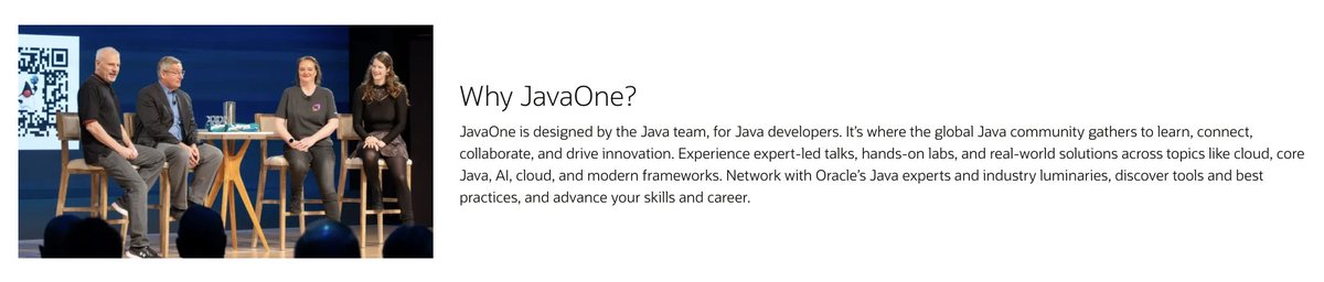 Sharat_Chander's tweet image. Who do I see on the #JavaOne website? I see @MaritvanDijk77 @cayhorstmann @LizeRaes &amp;amp; @jimgris. Registration is open! Sign up now to engage with #Java experts from around the world!
➡️ javaone.com