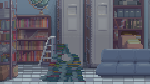 RhythmDrGame's tweet photo. TWO days left until Rhythm Doctor launches in 1.0

Today, just a small corner of a new room you'll find in the update. A place where books, old patient files, junk, and other forgotten things find a home.

They ran out of shelf space and just started throwing stuff on the floor. https://t.co/ZMPWGOPv4c