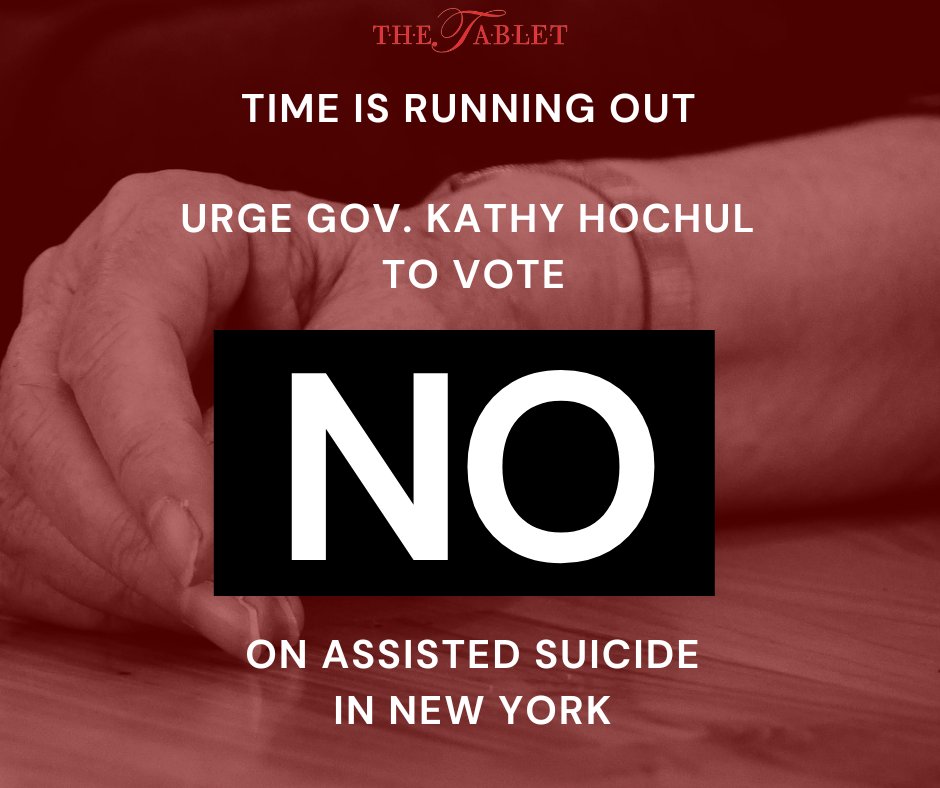 The Medical Aid in Dying Act cleared the New York State legislature earlier this year and has since been sitting on Governor Kathy Hochul’s desk. She has until the end of December to sign it.

The <a href="/NYSCatholicConf/">NYS Catholic Conference</a>, along with Catholic New Yorkers, are urging her not to sign and