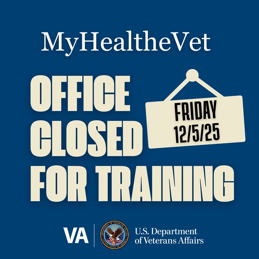 The Veteran Experience Office (VEO), which includes Patient Advocates and My HealtheVet, will be closed on Friday, December 5, 2025, for annual training. We’re grateful for your support as our VEO team participates in this development opportunity.

On December 5th, please plan to
