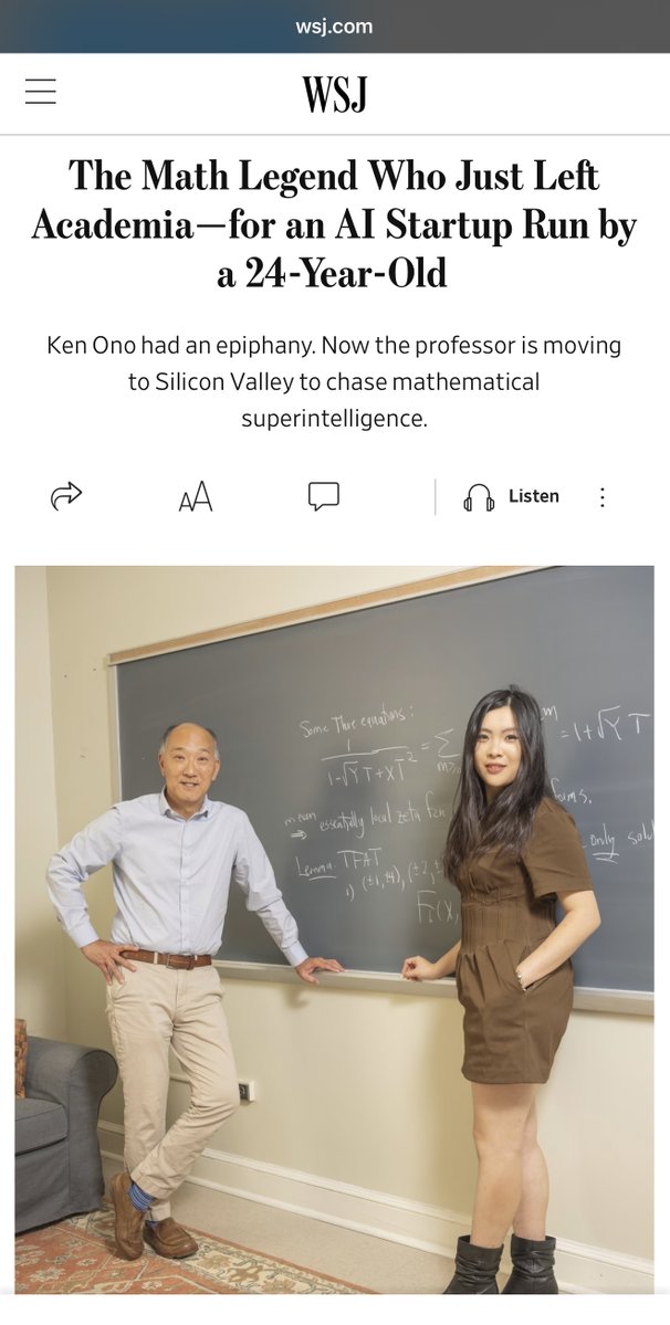 生徒を協力者に育て上げることには素晴らしい点があります。
ハーディ卿からラマヌジャンへ。
小野教授は私にこう言いました。
そして今、Axiom の最も優秀な数学者のグループ @axiommathai が私たちの AI に加わりました。