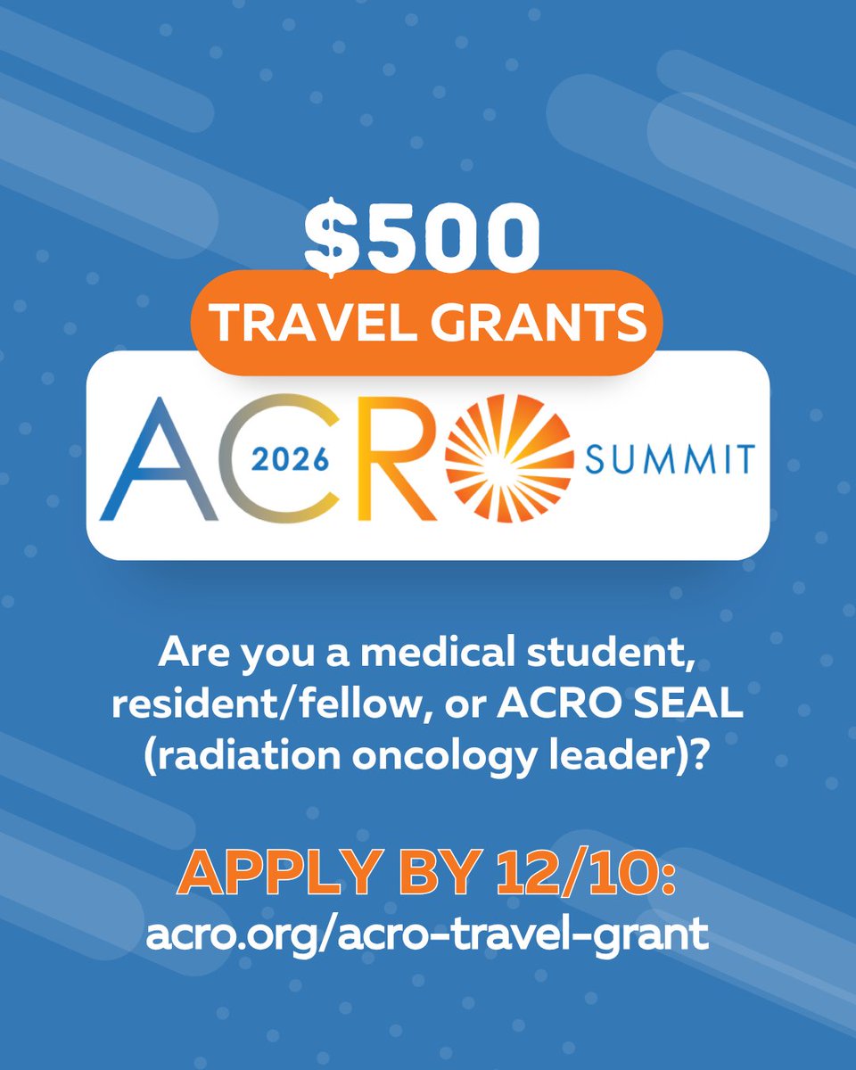 ACRORadOnc's tweet image. ACRO, with support from the Dr. Luther Brady Foundation, is providing up to fifteen $500 travel grants to attend #ACRO2026! Med students, residents &amp;amp; @ACROSEALs (#radonc leaders) who are ACRO members can apply. The deadline is next Wednesday: acro.org/page/acro-trav…