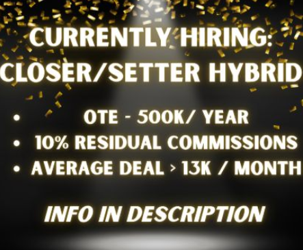 Kyle_Farman's tweet photo. Ready to join a rapidly growing tech company with massive residual commissions?

We’re hiring remote closer/setter hybrids. 

We have are a lead generation company that uses patent-pending AI and drones to screen home owners roofs and when homes need repairs, we book those homes with roofing companies for $300-$450 per lead.

Our average client purchases over 30 leads a month and invests over $13,000 per month with us.

That means at 10% a month our average closer is earning over $1,300/ month per close residually with us!
You can earn over $500,000 a year with us but you must have remote closing experience, be willing to do cold calling, speak fluent english to qualify to close for us.

Comment “Residual Commissions” and DM me “Residual Commissions”” if interested.

Also please tag or share this with a rep you’d think would be a good fit, thanks!