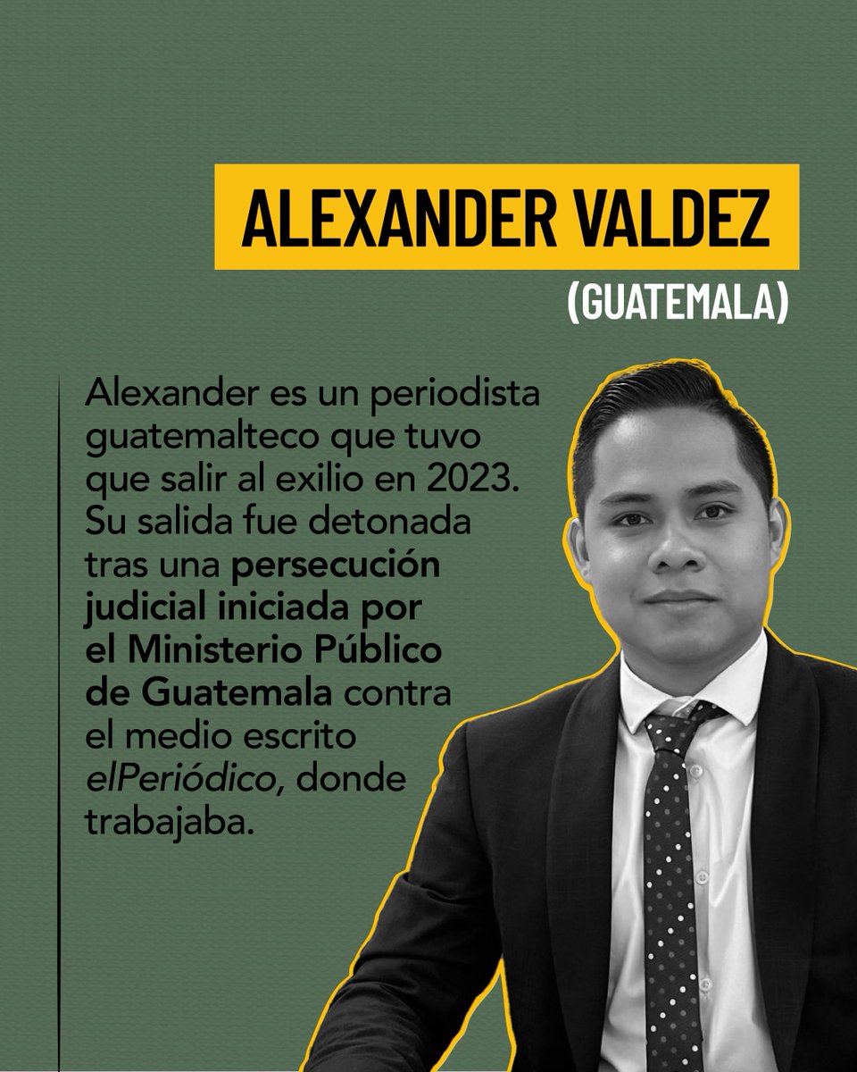 <a href="/andrealdana/">Andrea Aldana</a> 🇨🇴, <a href="/KarolNorona/">Karol E. Noroña</a> 🇪🇨 y <a href="/J_AlexValdez/">Alexander Valdéz</a> 🇬🇹 son tres periodistas cuyas historias y contextos, aunque diferentes, comparten un elemento en común: el exilio. En sus países, realizaban reporterías audaces sobre temas sensibles y de interés público.