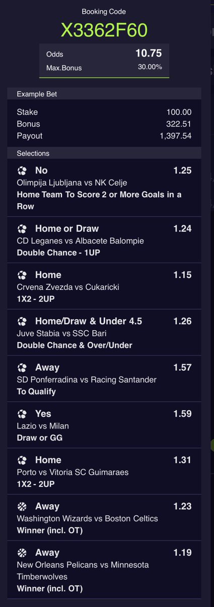 NizTips's tweet image. Thursday Acca 📈 10.75

X3362F60