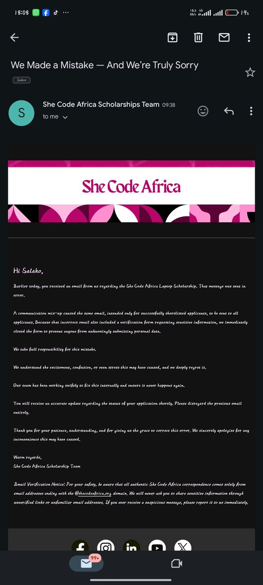 webdeveloper_NG's tweet image. I received an email from @SheCodeAfrica this morning that ive been shortlisted for the She Codes Africa Laptop Scholarship.I was so happy but my heart got broken when I received another email that it was a mistake😭
I just dey run temperature since morning🥹

This one pain me o😞