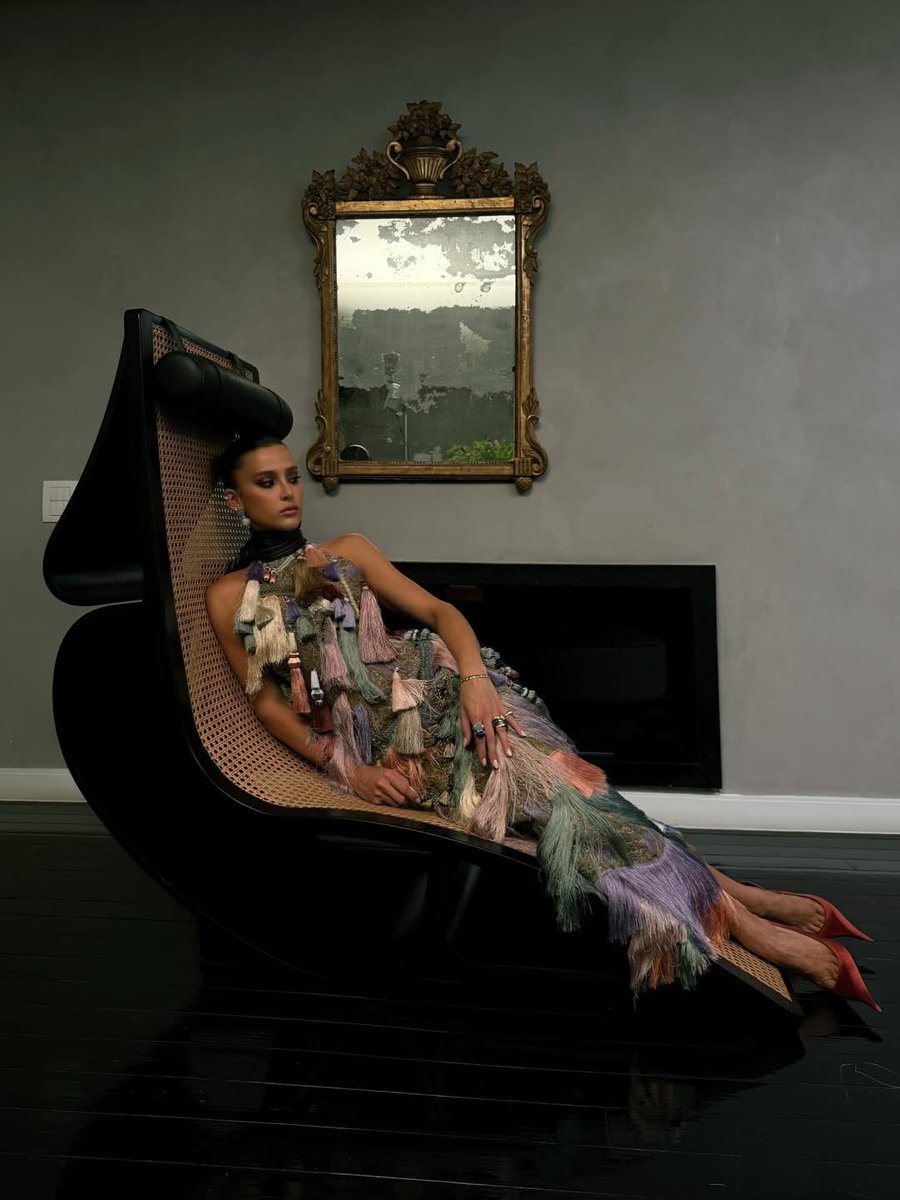 saintdemie's tweet image. livia in the dries van noten fw25 tassel dress 📿