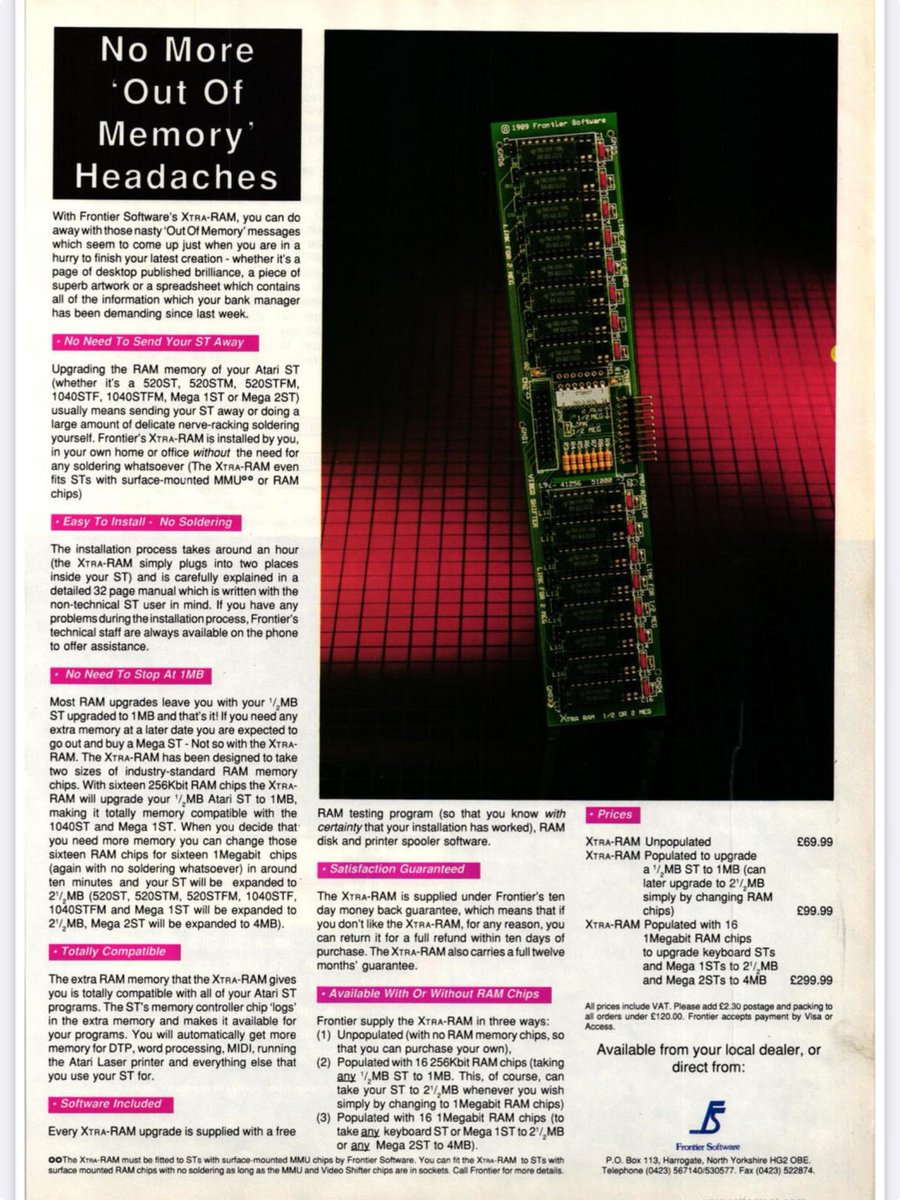 code_wizard_uk's tweet image. Kids today have no idea what expensive memory is. And this is 1990 money - multiply those prices by 4.