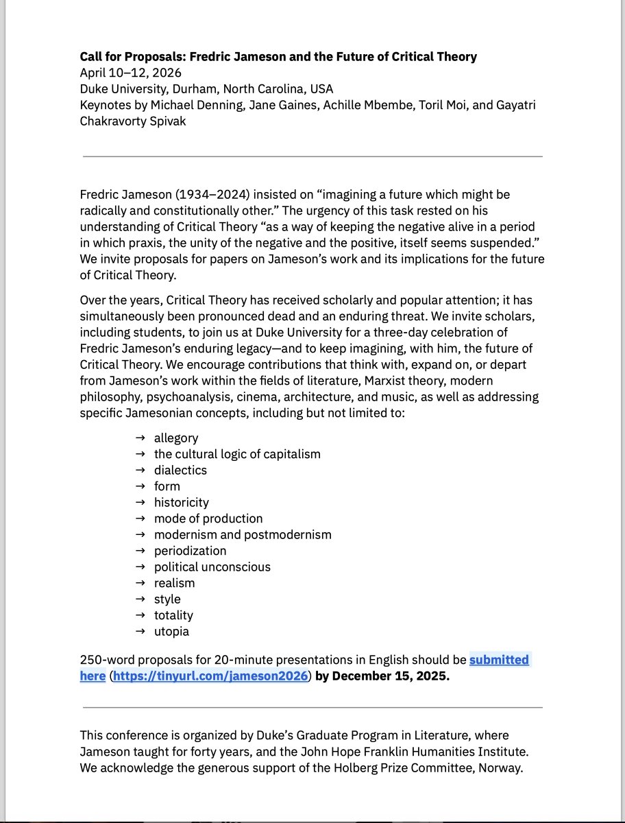 Call for papers - #jameson  Memorial Conference April 2026