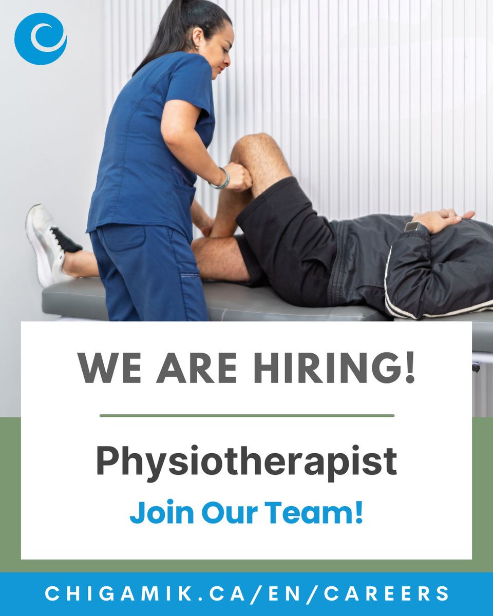 🌿 We are looking for a compassionate, community-minded Physiotherapist to join our interprofessional team at CHIGAMIK!

📅 Apply by Dec 19, 2025
📨 Send your resume &amp; cover letter to hr@chigamik.ca
🔗 Learn more: chigamik.ca/en/careers

#NowHiring #Physiotherapist #JoinOurTeam